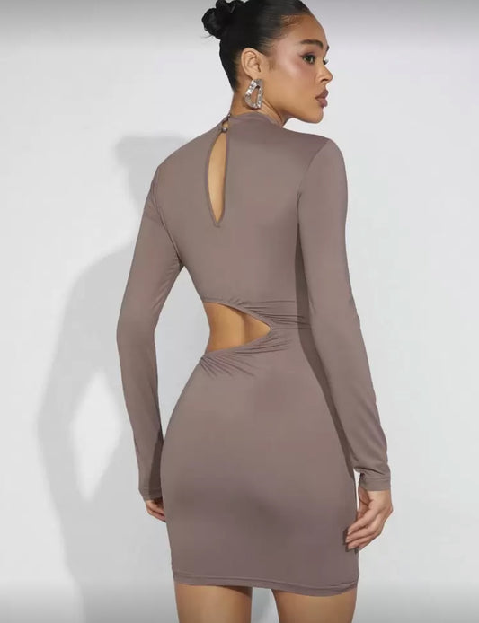 Vestido corto cut out - Café
