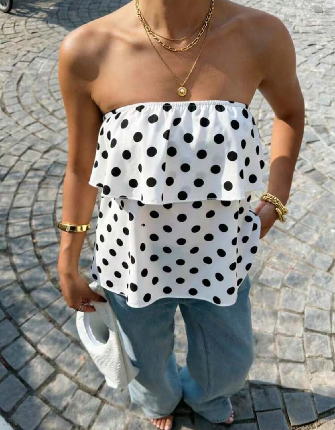 Blusa lunares- Blanca