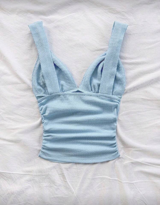 Blusa larga tirantes - azul