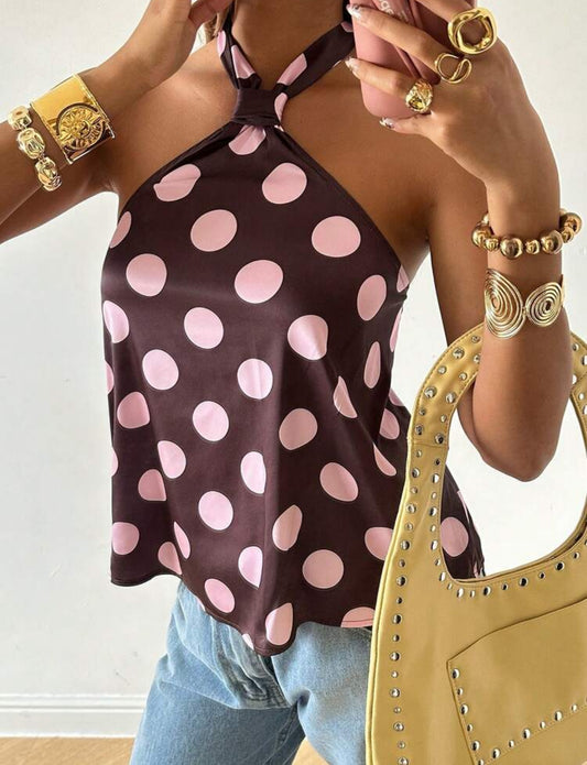 Blusa lunares - marrón rosa