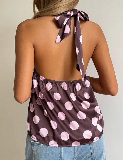 Blusa lunares - marrón rosa