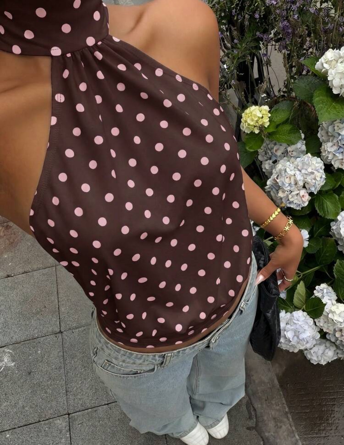 Blusa lunares - café