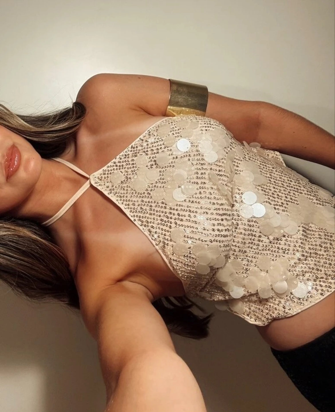 Top Aria lentejuelas - marfil