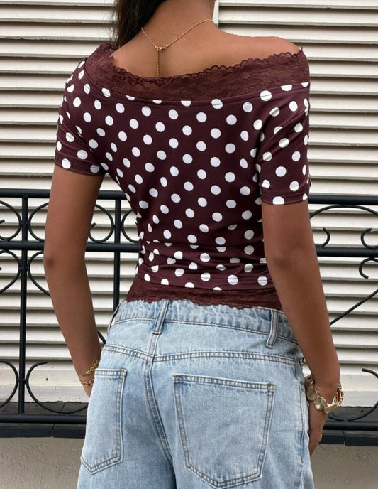Blusa Lunares - marrón
