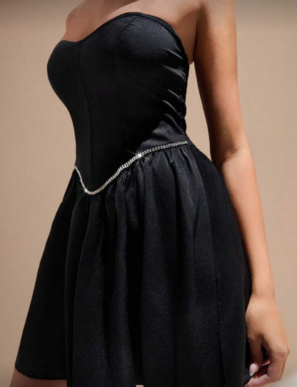 Vestido corto Luna - Negro