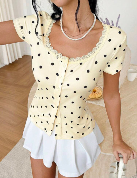Blusa Lunares - Amarillo pastel
