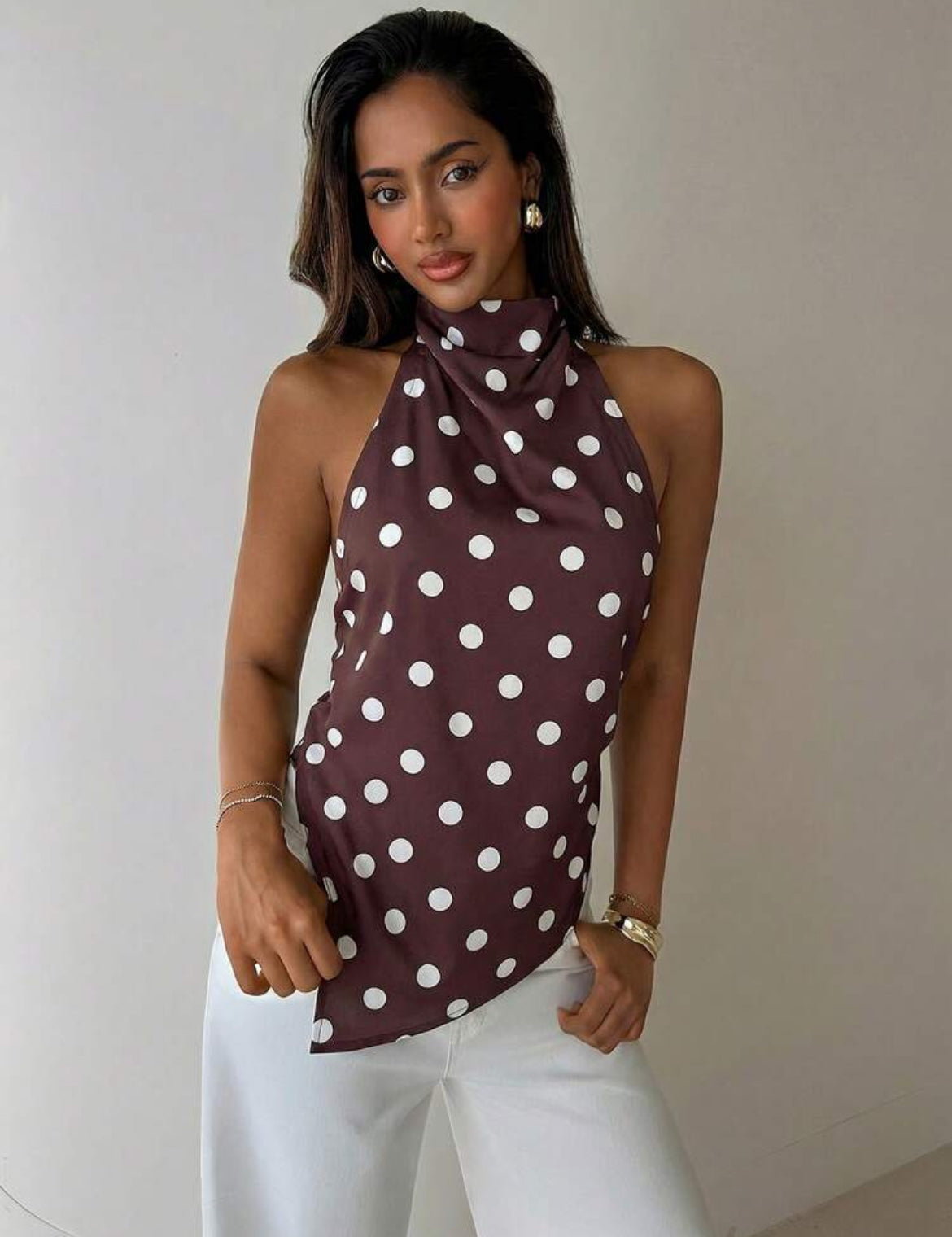 Blusa lunares - Marrón