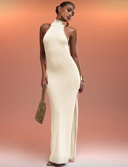 Vestido largo Maxi de punto - Beige