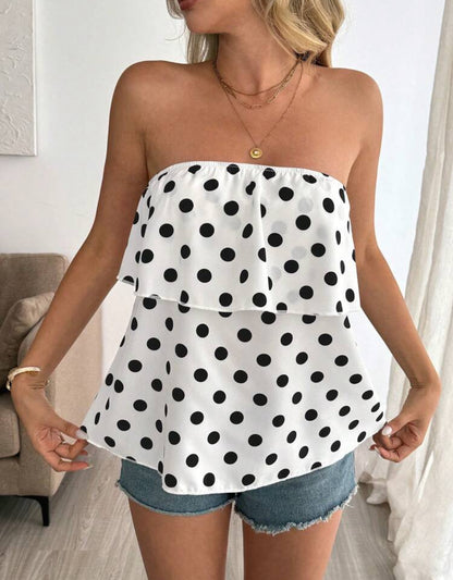 Blusa lunares- Blanca