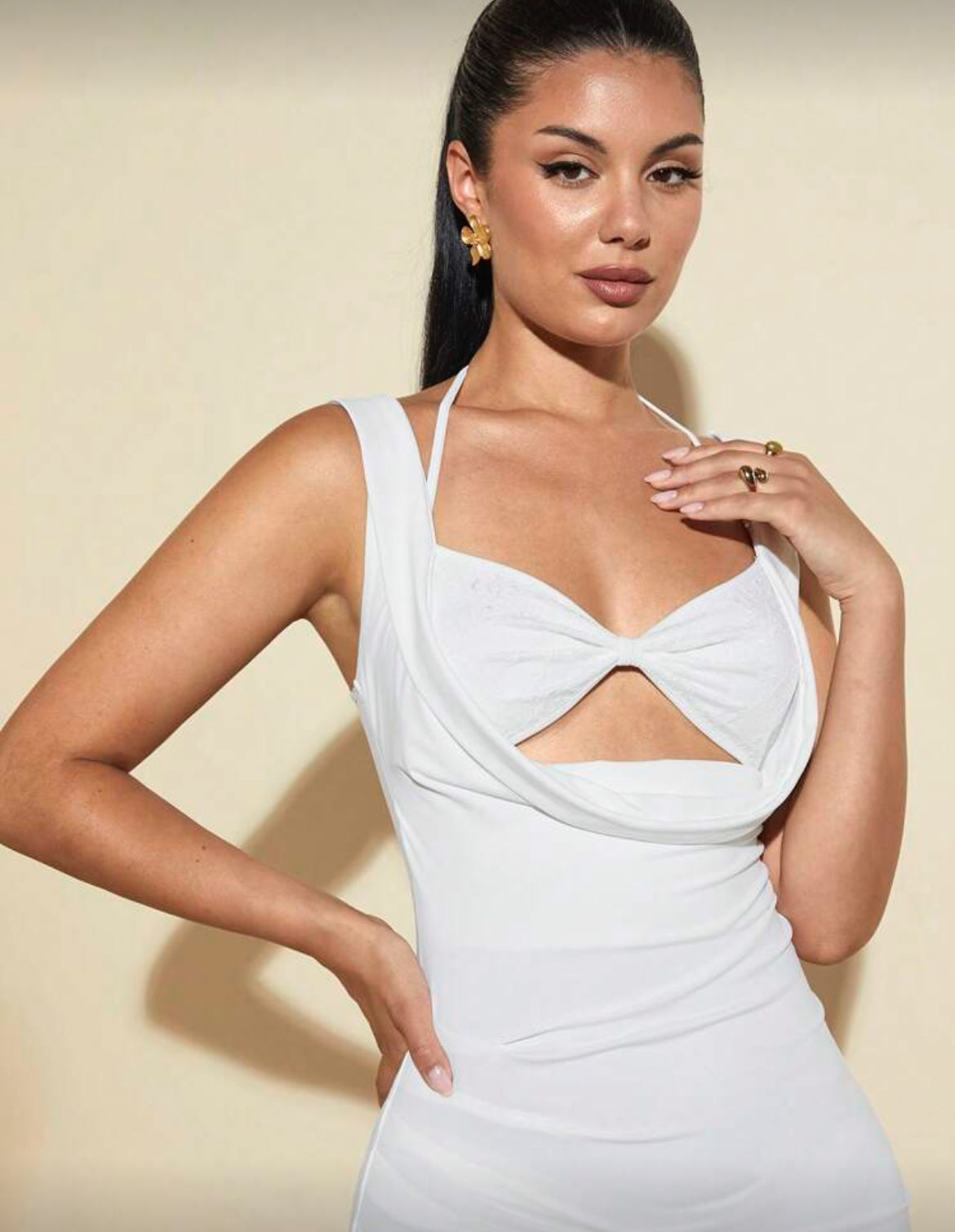 Vestido largo escote - Blanco