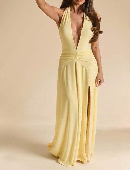 Vestido Largo - amarillo pastel