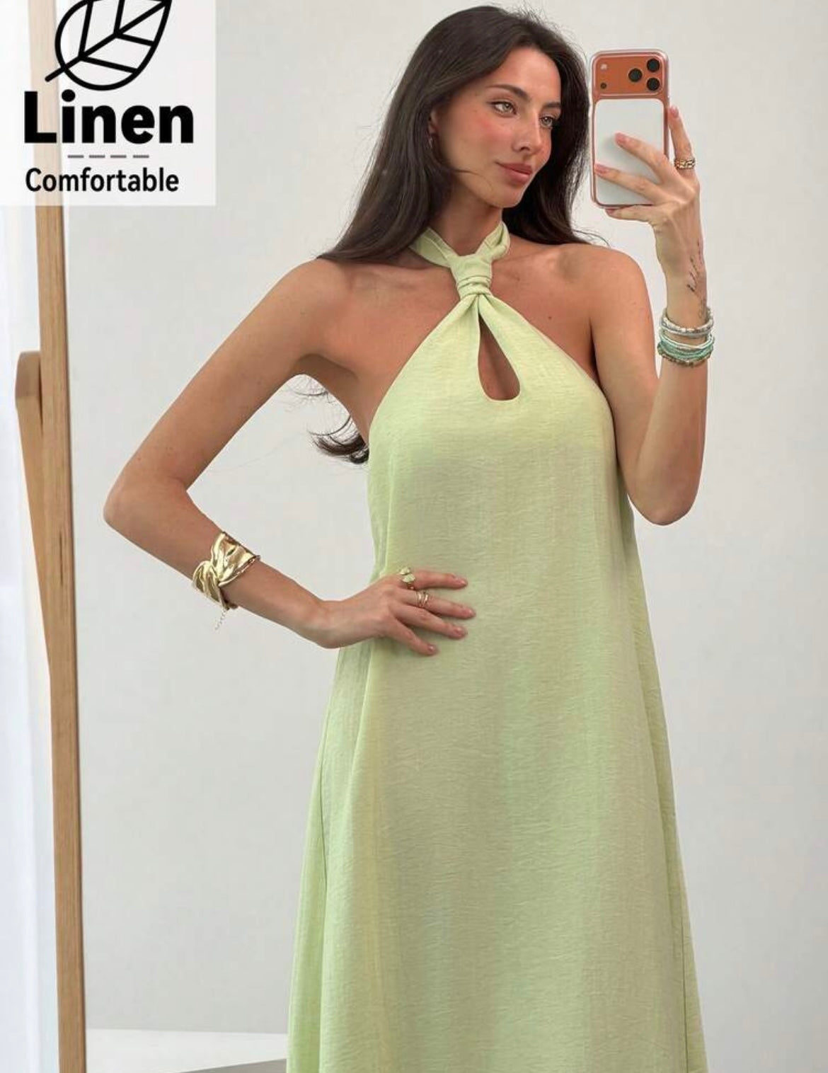 Vestido en Lino - verde agua