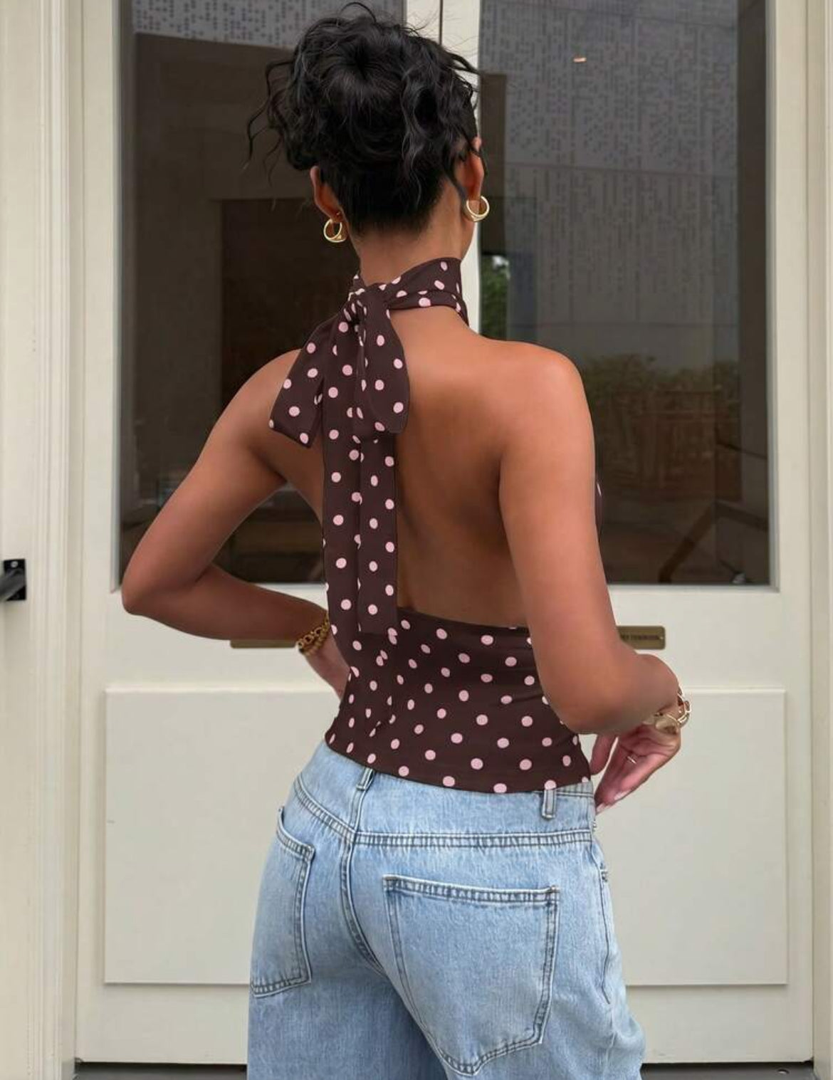 Blusa lunares - café