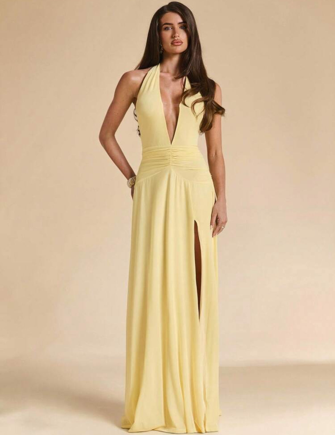 Vestido Largo - amarillo pastel