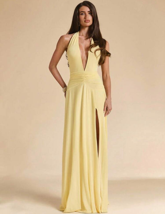 Vestido Largo - amarillo pastel